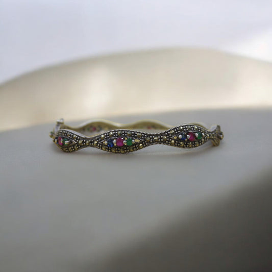 Wavy Tricolour Marcasite Bracelet