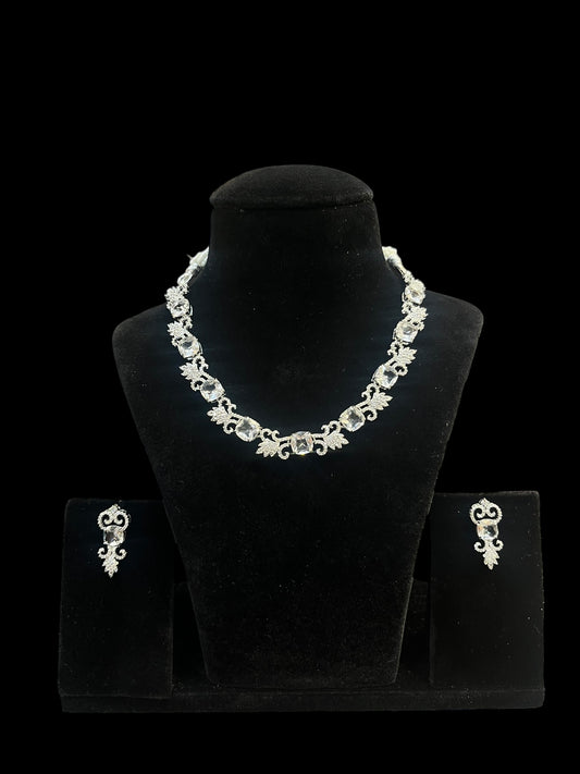 Minimal American Diamond Necklace Set (Design 14)