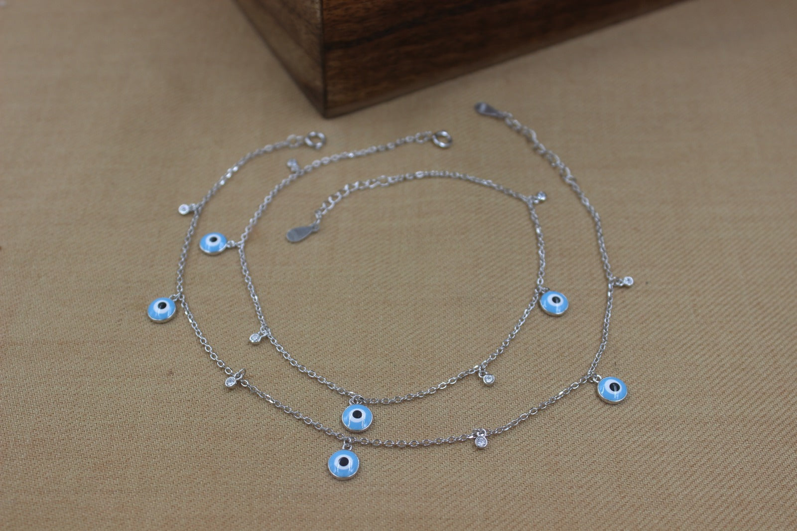 Minimal EvilEye Charms Ankelet