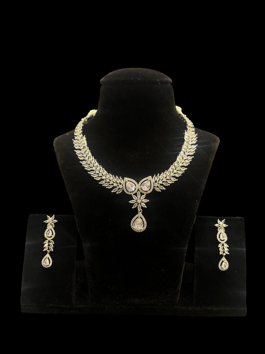 American Diamond Necklace Set (Design 5)