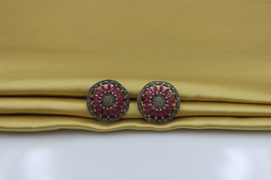 Beautiful Marcasite & Ruby Studs