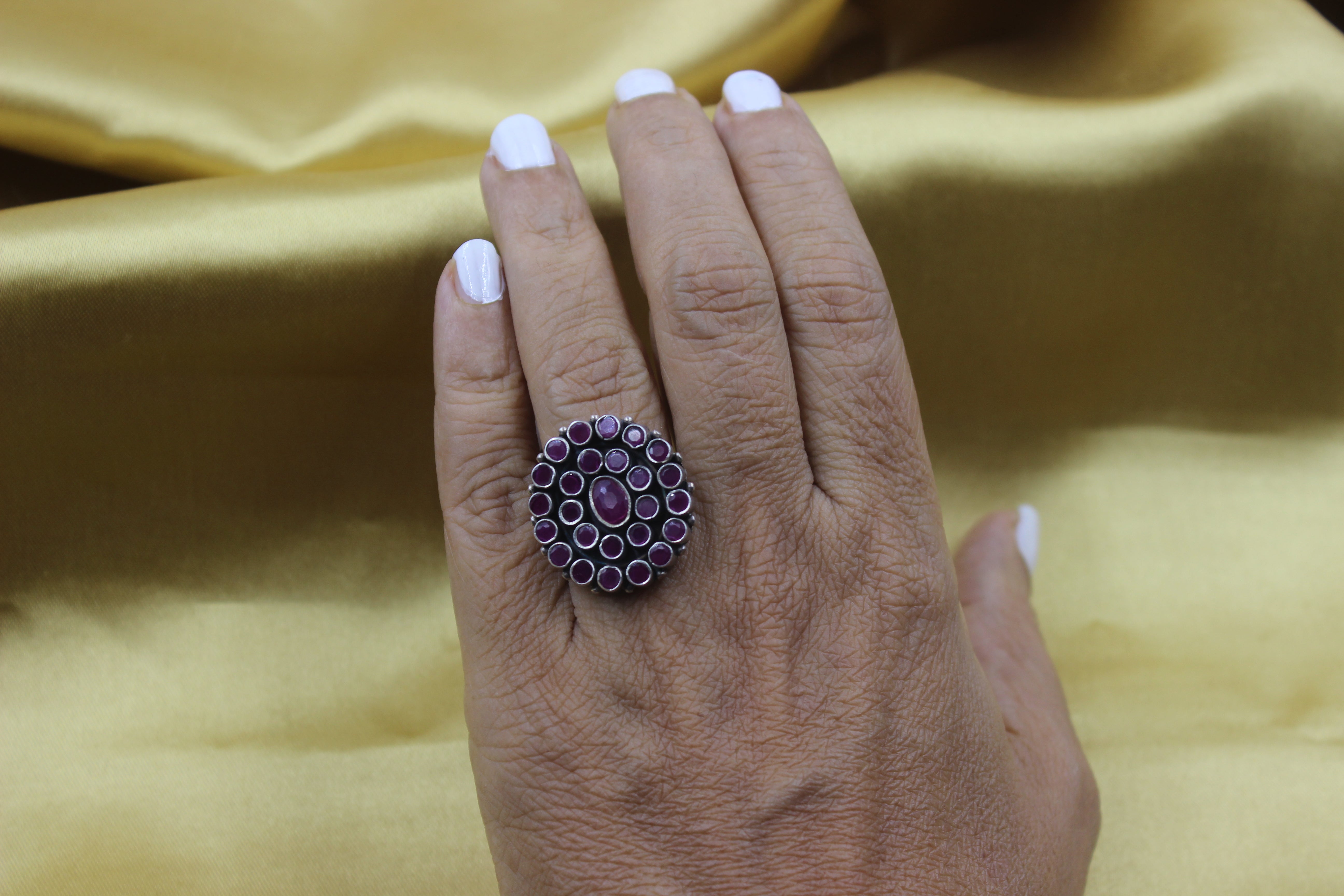 Round Ruby cocktail ring