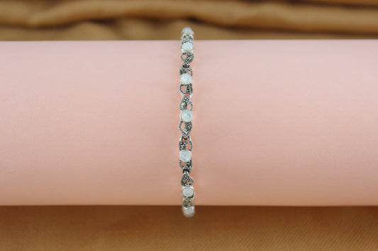 Minimal Pearl Marcasite Bracelet