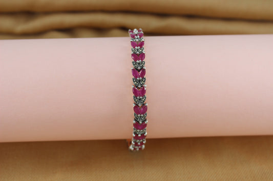 Royal Ruby & Marcasite Double Line bracelet