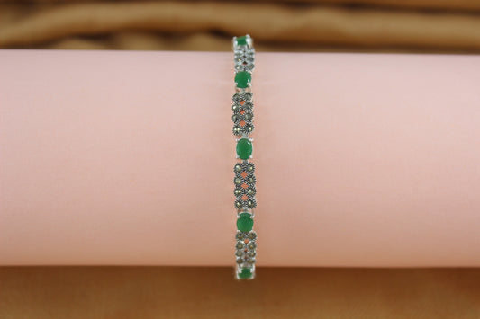 Minimal Emerald & Marcasite Bracelet