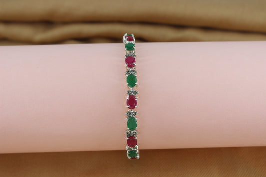 Elegant Ruby, Emerald & Marcasite Bracelet