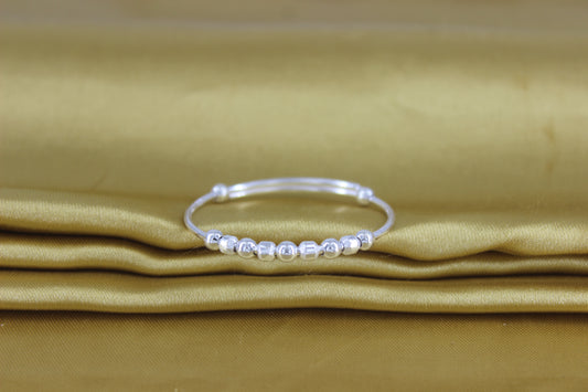 Cubic & Round Baby CNC Silver Bangle's