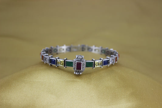 Navratan Square Lock Bracelet