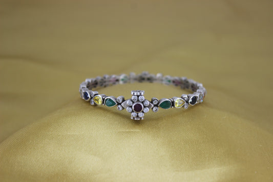 Navratan Flower Lock Bracelet