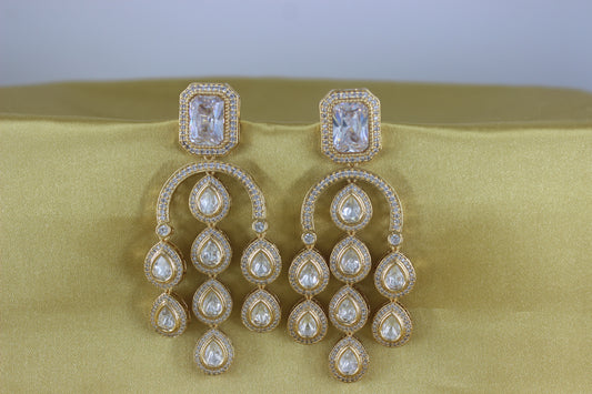 Antique Hangings Golden Polish With Kundan Work (Design 1)