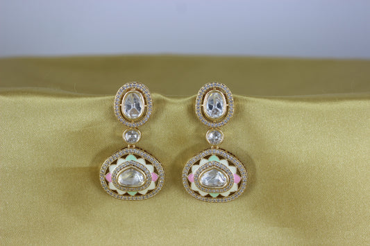 Antique Hangings Golden Polish With Kundan & Enamel Work (Design 6)