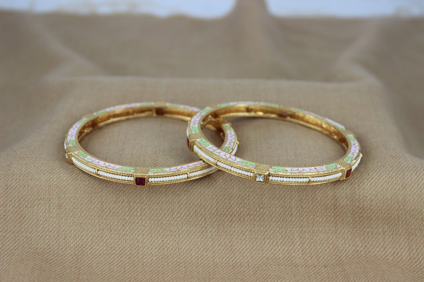 Evergreen thin Moti Bangles ( Design 5)